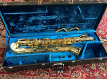 Vintage Yamaha Purple Logo YBS-61 Low A Baritone Saxophone in Gold Lacquer, Serial #2705